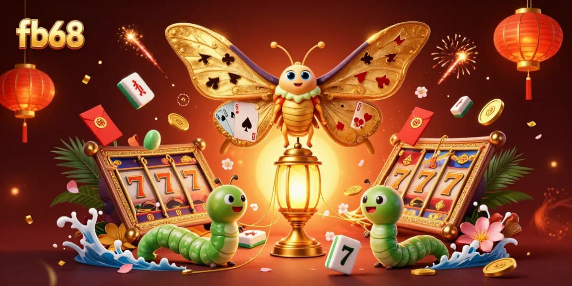 Engage with fabulous fb68 gaming visuals featuring an atlas moth and enchanting casino elements.
