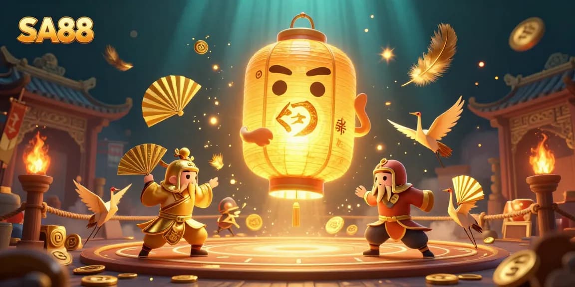Engage with the spectacular SA88 casino atmosphere featuring a glowing lantern spirit and dynamic gaming elements.