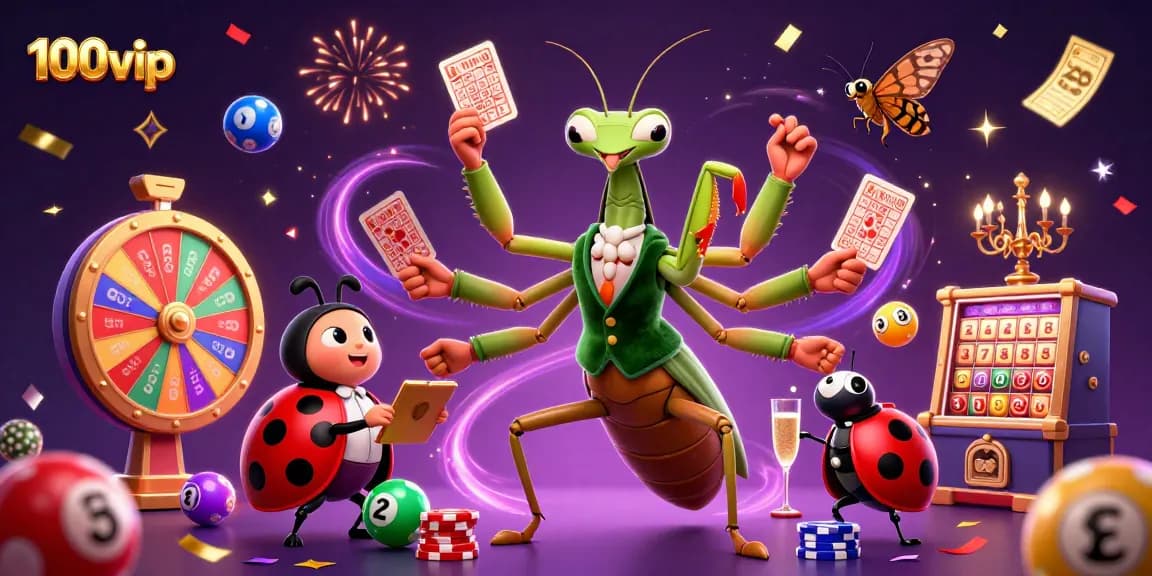 Experience the thrilling atmosphere of 100vip with colorful games and dynamic elements capturing casino excitement.