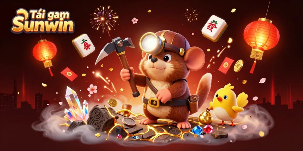 Tải game Sunwin by joining an exciting adventure with treasure hunter mole and companion in a vibrant casino setting.