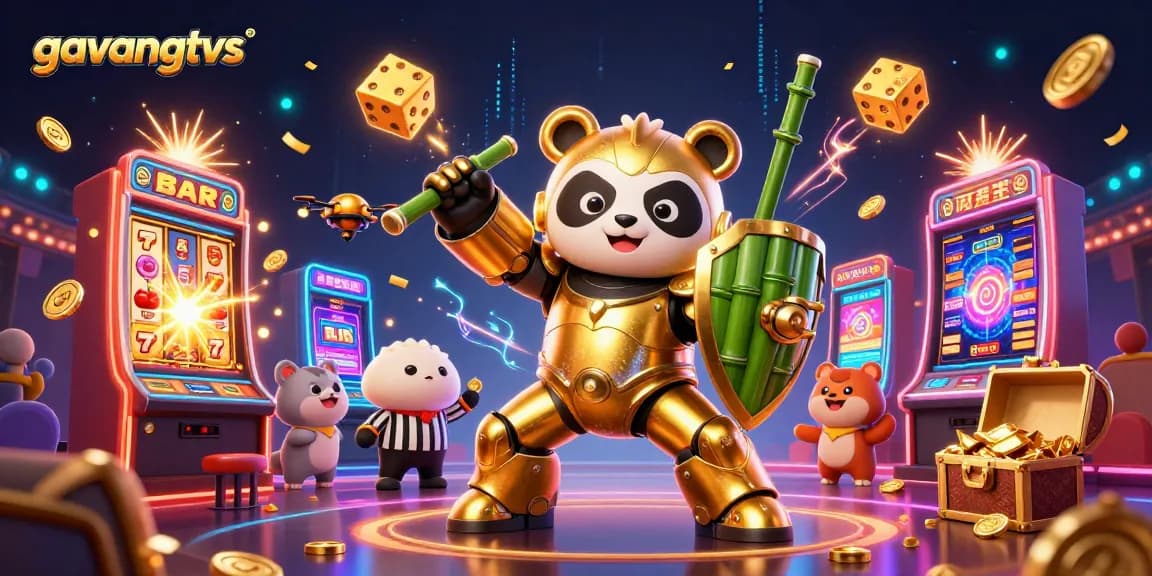 Experience winning excitement with gavangtvs in a vibrant casino showdown featuring 3D panda and jackpot elements.