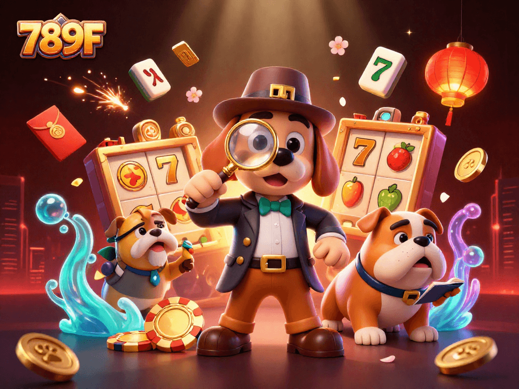 Engage with 789F as the detective discovers jackpot clues in this vibrant casino scene.