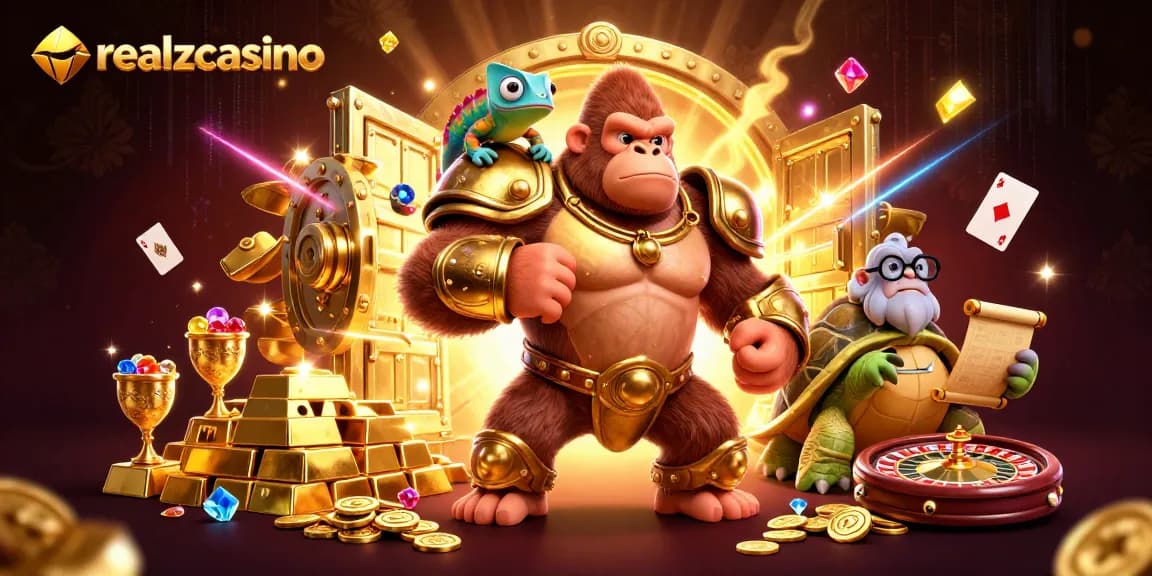 Erlebe realzcasino mit aufregenden Roulette- und Poker-Elementen in einer lebhaften 3D-Illustration.
