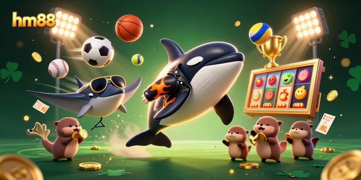 Experience exciting gameplay at hm88 with a vibrant scene of charming characters and dynamic casino elements.