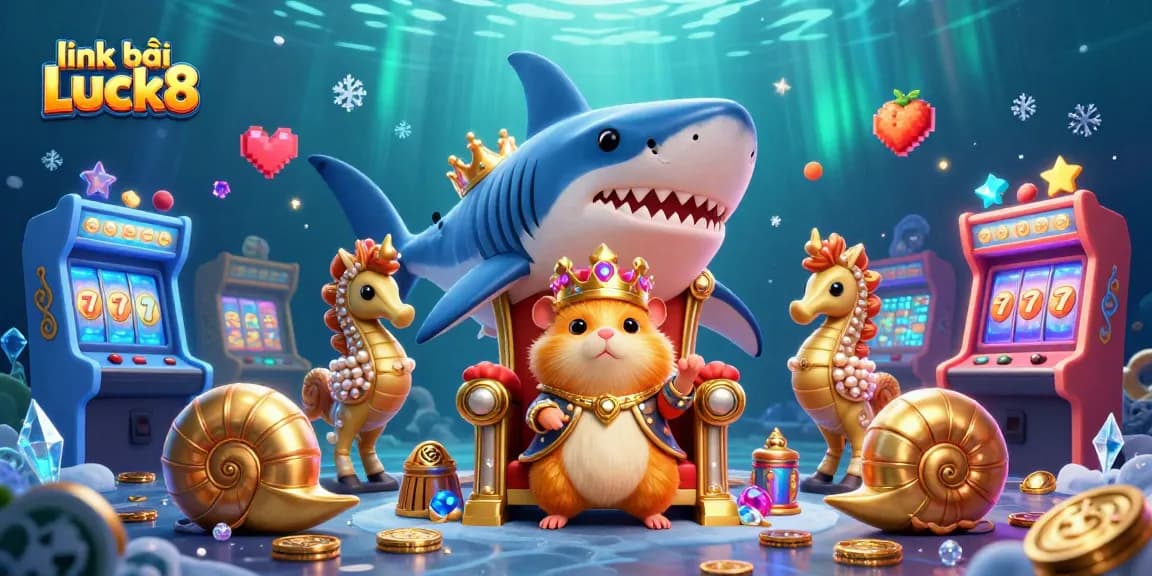 Engage with link vào Luck8 and experience vibrant online casino action featuring a golden hamster king.