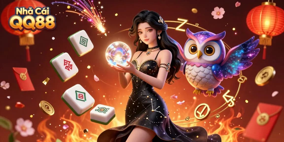 Engage with Nhà Cái QQ88 in this vibrant 3D illustration featuring enchanting characters and dynamic casino elements.
