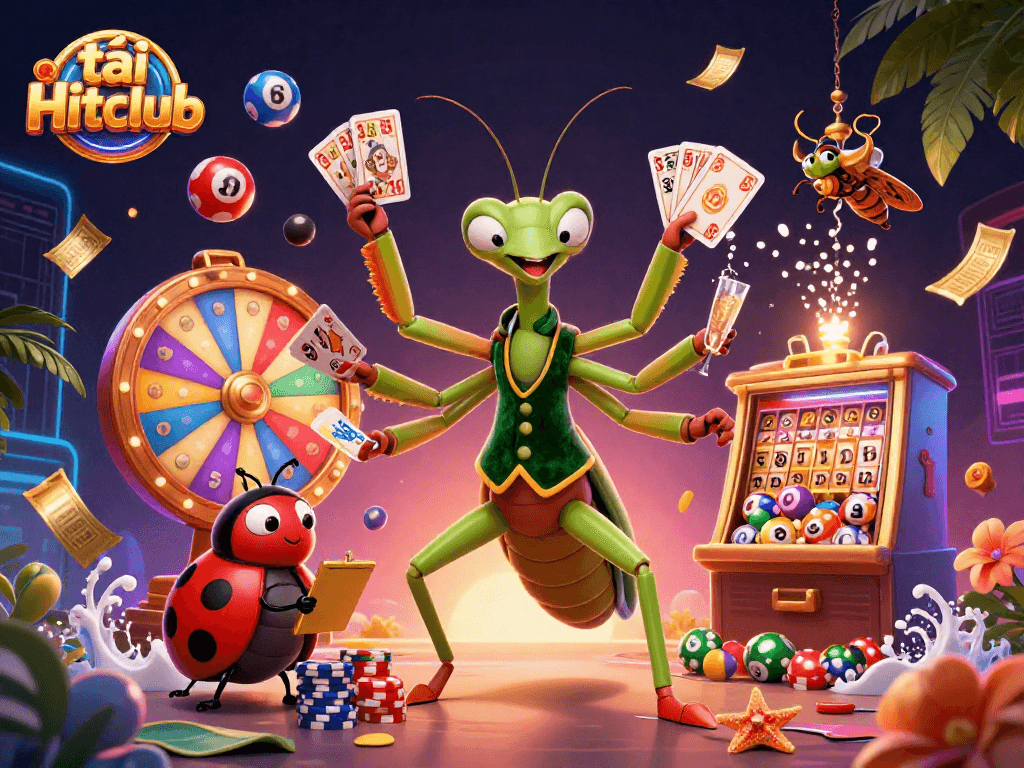 Engage in thrilling gaming moments with tải Hitclub, featuring vibrant elements and colorful characters in action.