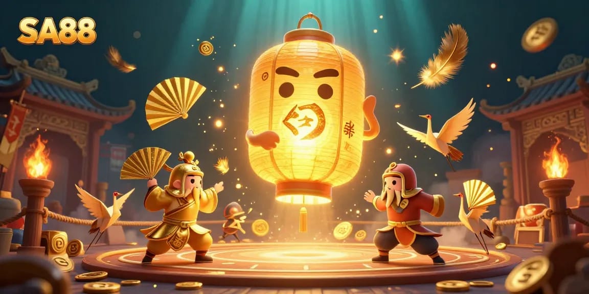 Engage with the spectacular SA88 casino atmosphere featuring a glowing lantern spirit and dynamic gaming elements.