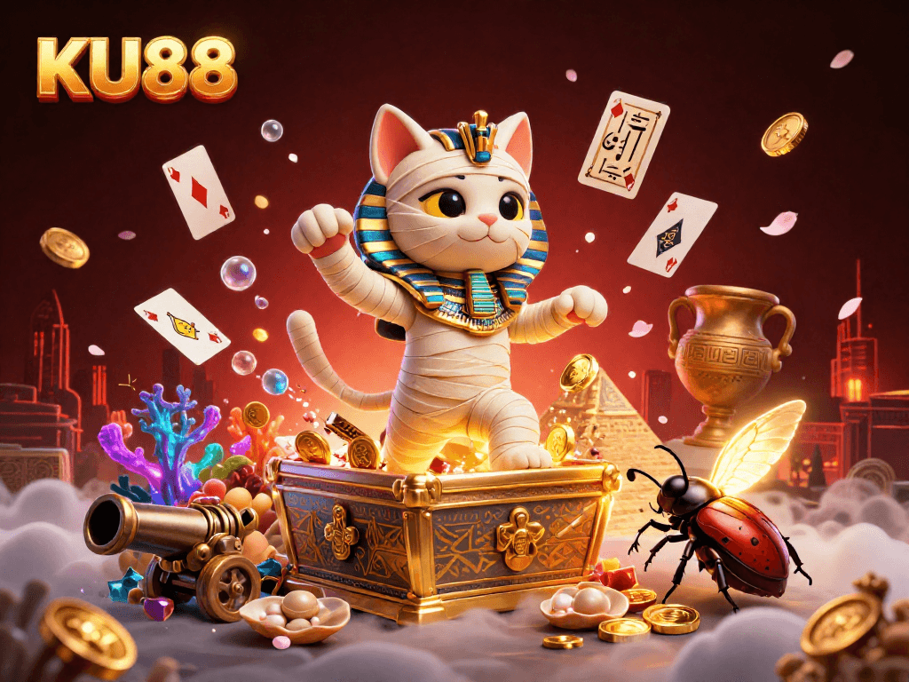 Experience the thrill of KU88 with vibrant casino elements and 3D characters in action!