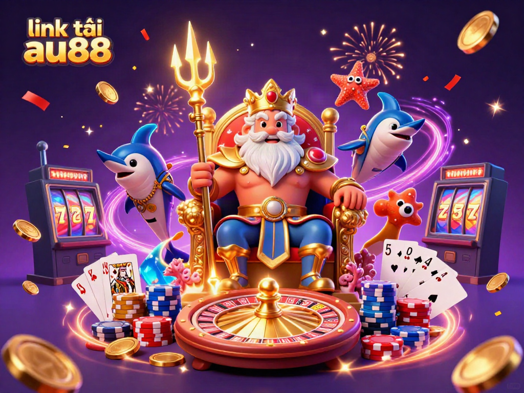 Experience thrilling gaming action at link tải au88 with Neptune, samurai, and vibrant casino elements.