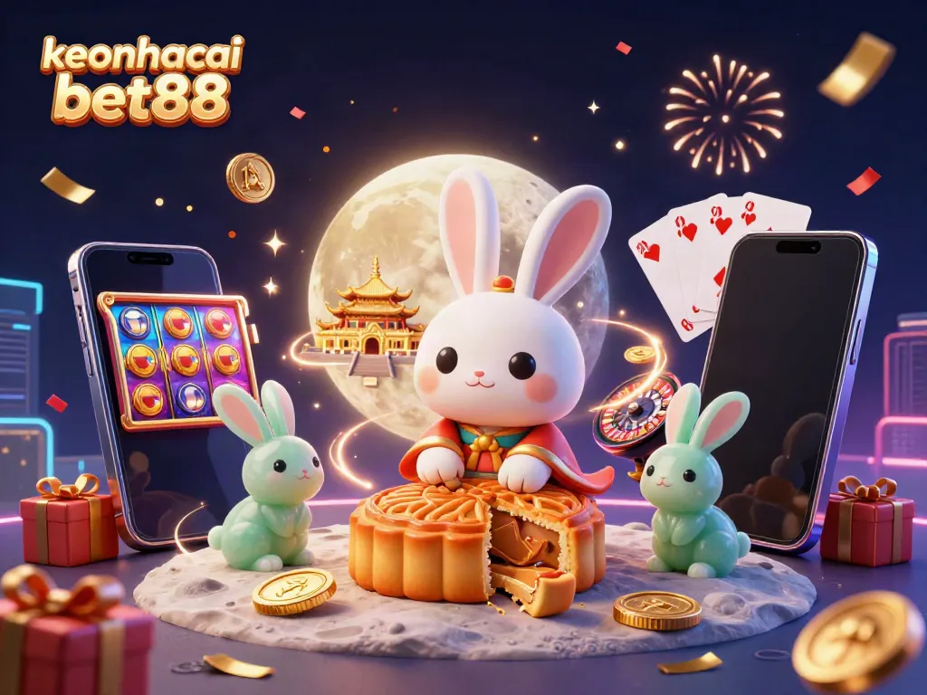 Experience the thrill of keonhacai bet88 with a vibrant moon rabbit scene featuring exciting casino elements.