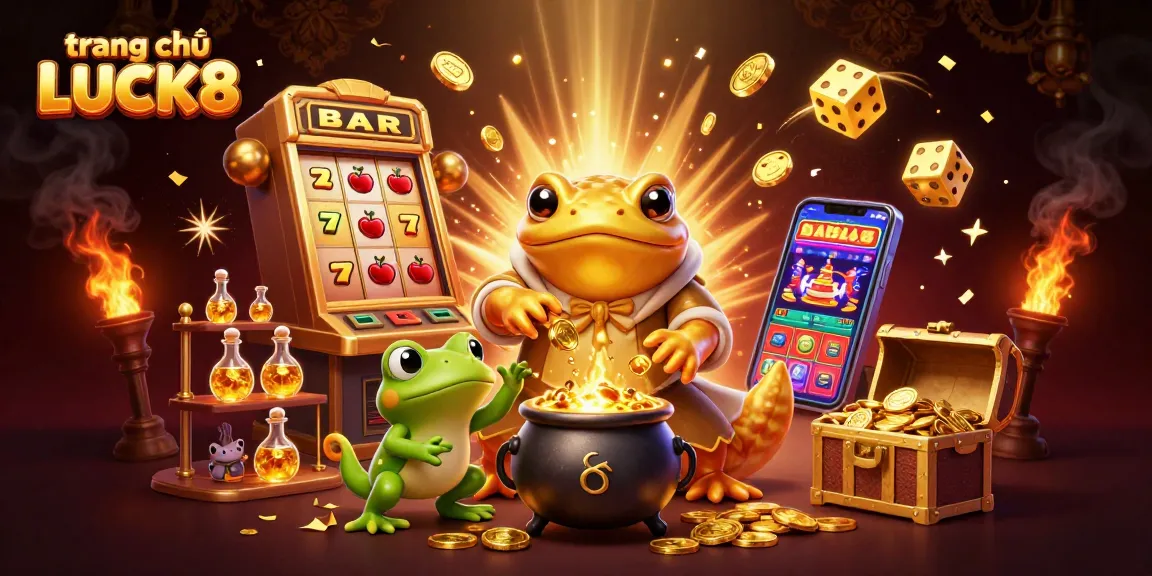 Engage with the thrilling world of trang chủ LUCK8, featuring a magical alchemist and dynamic gold coin explosion.