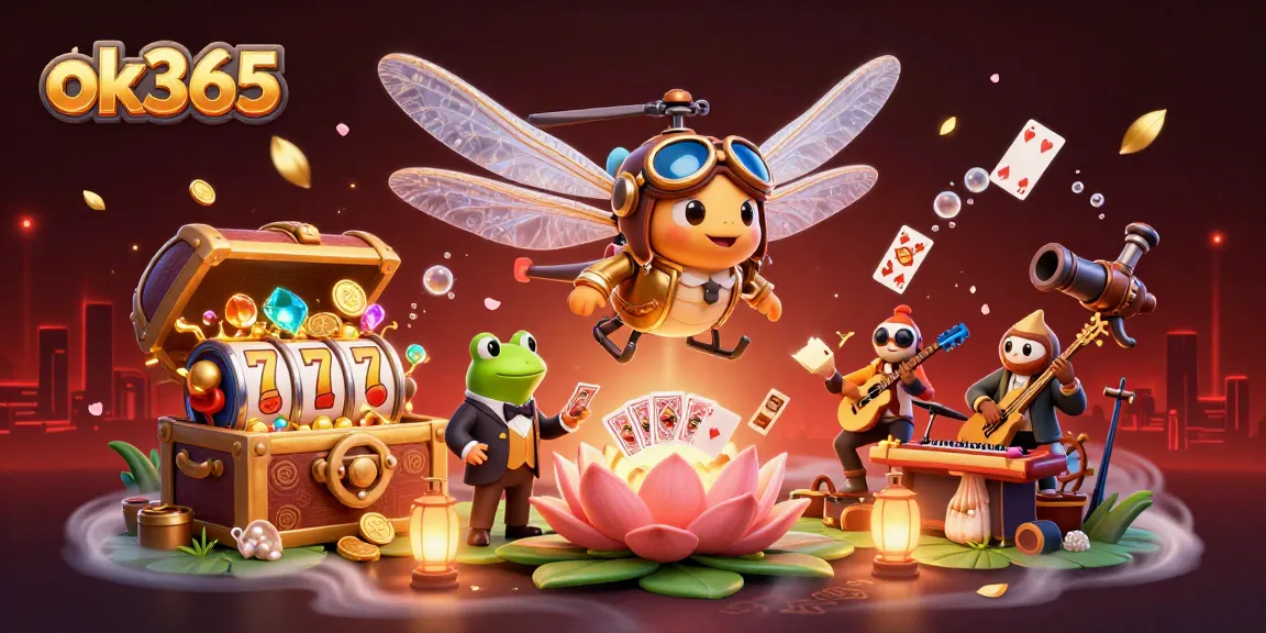 Experience thrilling casino action with ok365's vibrant 3D illustration of unique characters and rich gambling elements.