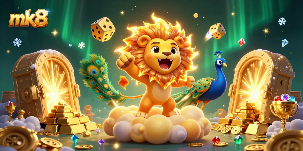 Experience thrilling wins at mk8 casino with rotating golden dice and vibrant treasure elements.