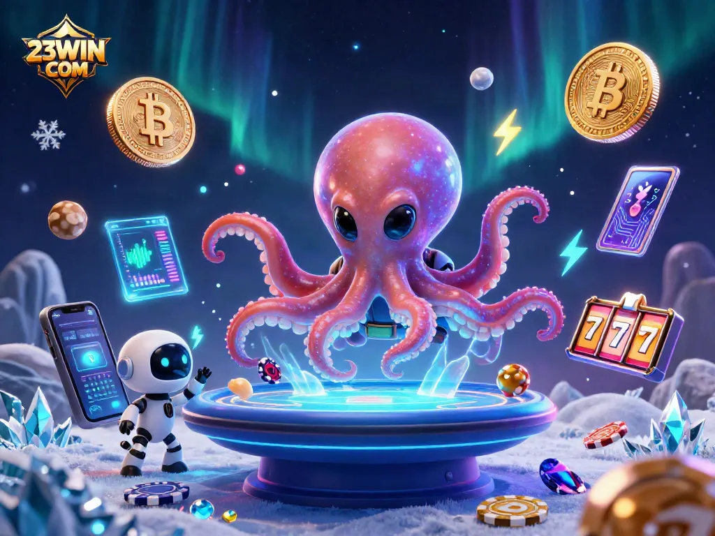 Experience winning strategies at 23WIN COM with a thrilling alien-themed casino illustration, bringing gambling to life.