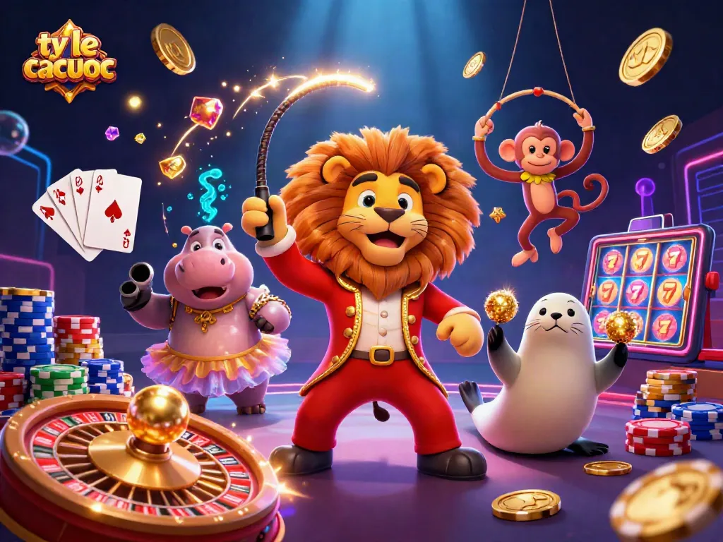 Engage with ty le ca cuoc through vibrant casino characters in a dynamic 3D illustration.