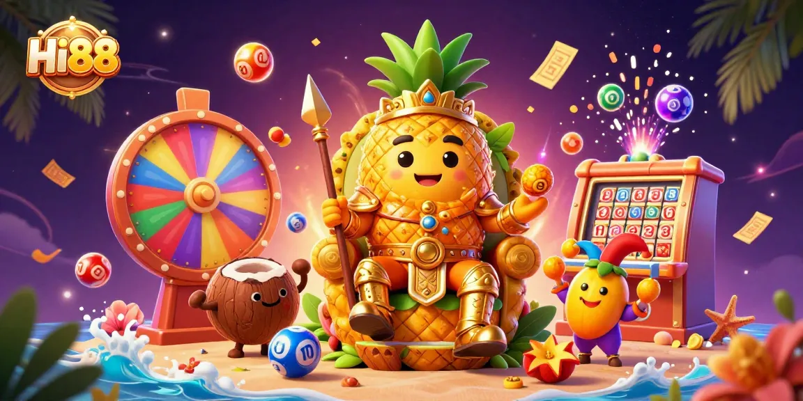 Experience the vibrant energy of Hi88 casino with a colorful and dynamic 3D illustration.