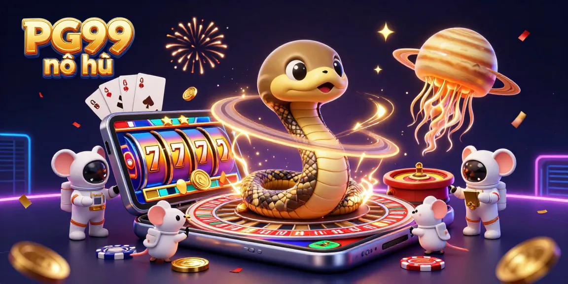 Engage in PG99 nổ hũ jackpot excitement with a vibrant 3D cosmic casino scene.