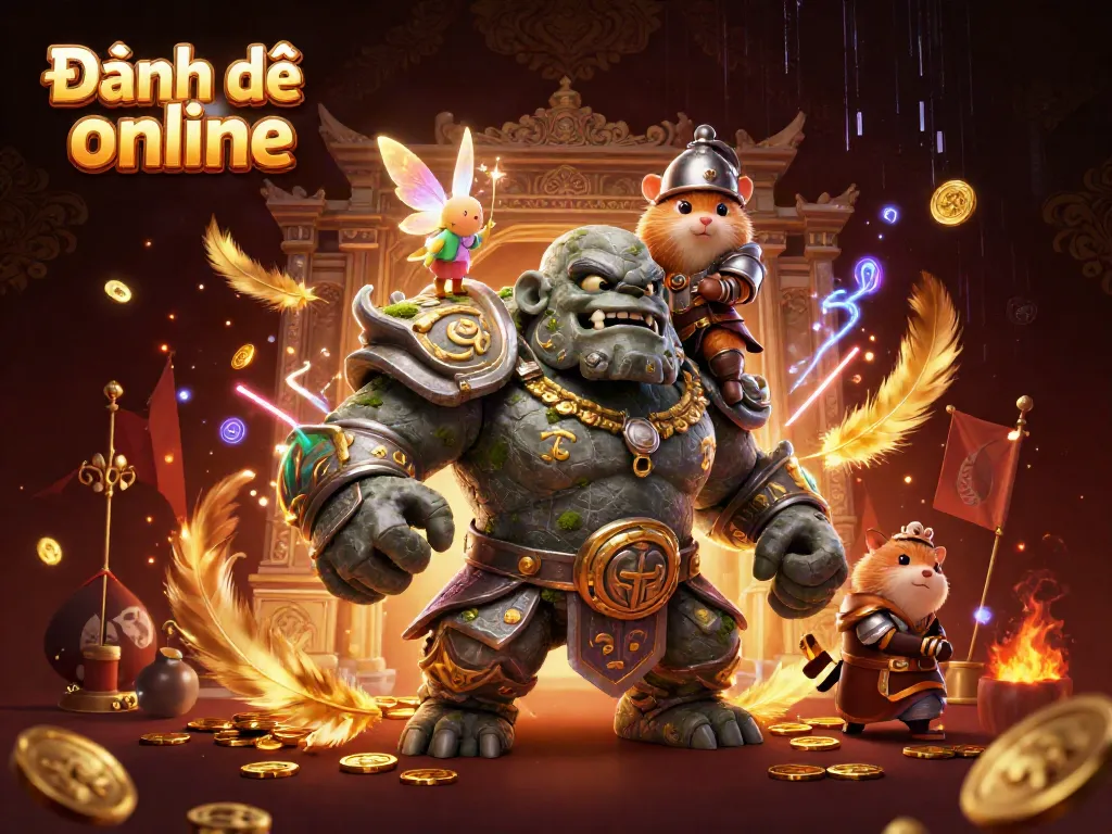 Experience the excitement of Đánh đề online with magical characters amid dynamic betting tokens and golden coins.