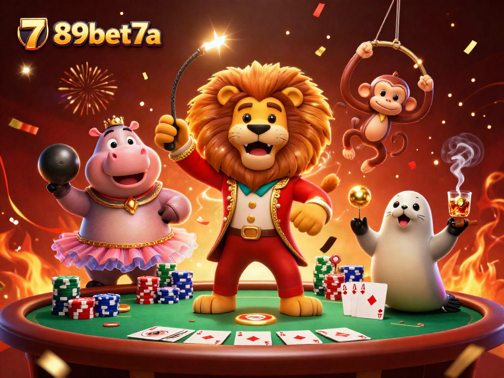 Experience thrilling wins at 789bet7a with festive casino characters in a vibrant, action-packed scene.