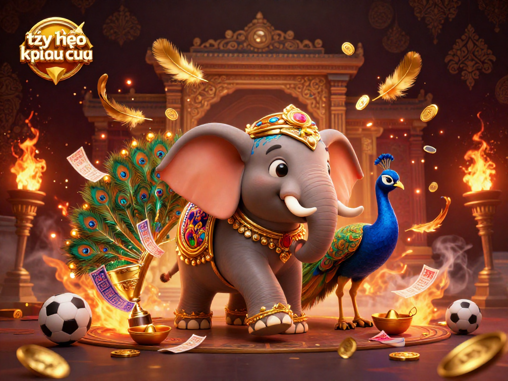 Engaging visual of tỷ lệ kèo nhà cái featuring a vibrant elephant and sports betting elements.