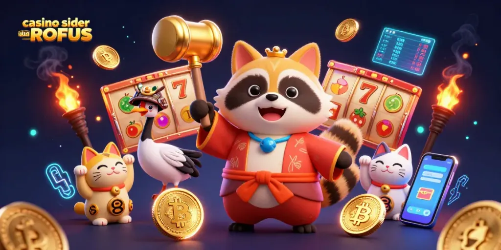 Play exciting games at casino sider uden ROFUS with vibrant 3D cartoon characters and slot elements.