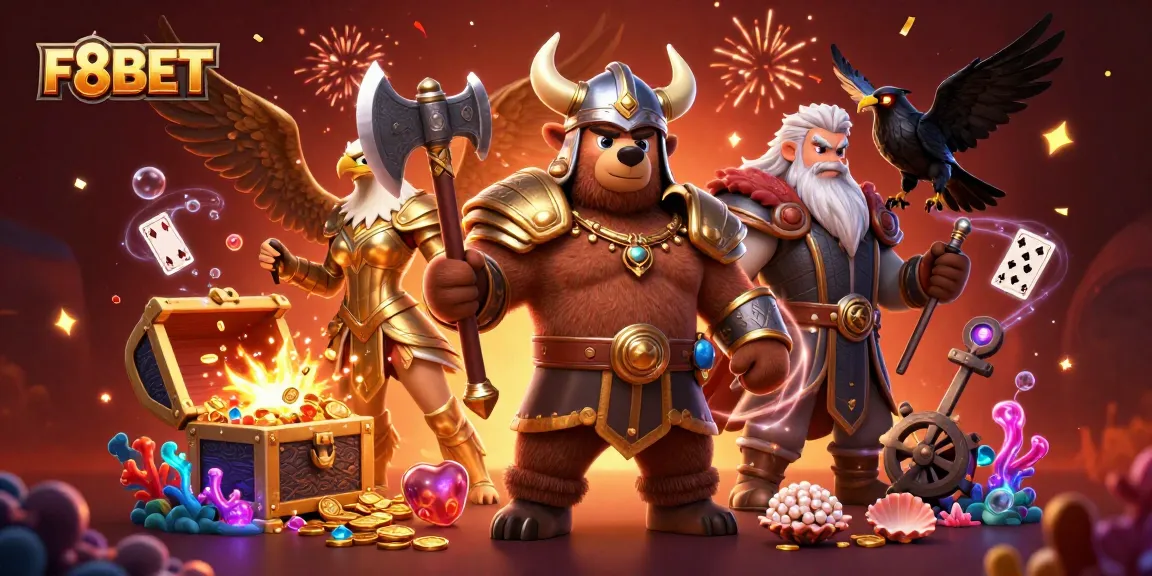 Experience the exciting world of F8BET with dynamic 3D casino elements and gaming action.