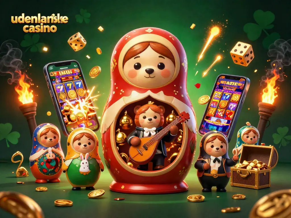 Engaging illustration of udenlandske casino showcasing a vibrant casino scene with unique characters and dynamic gaming elements.