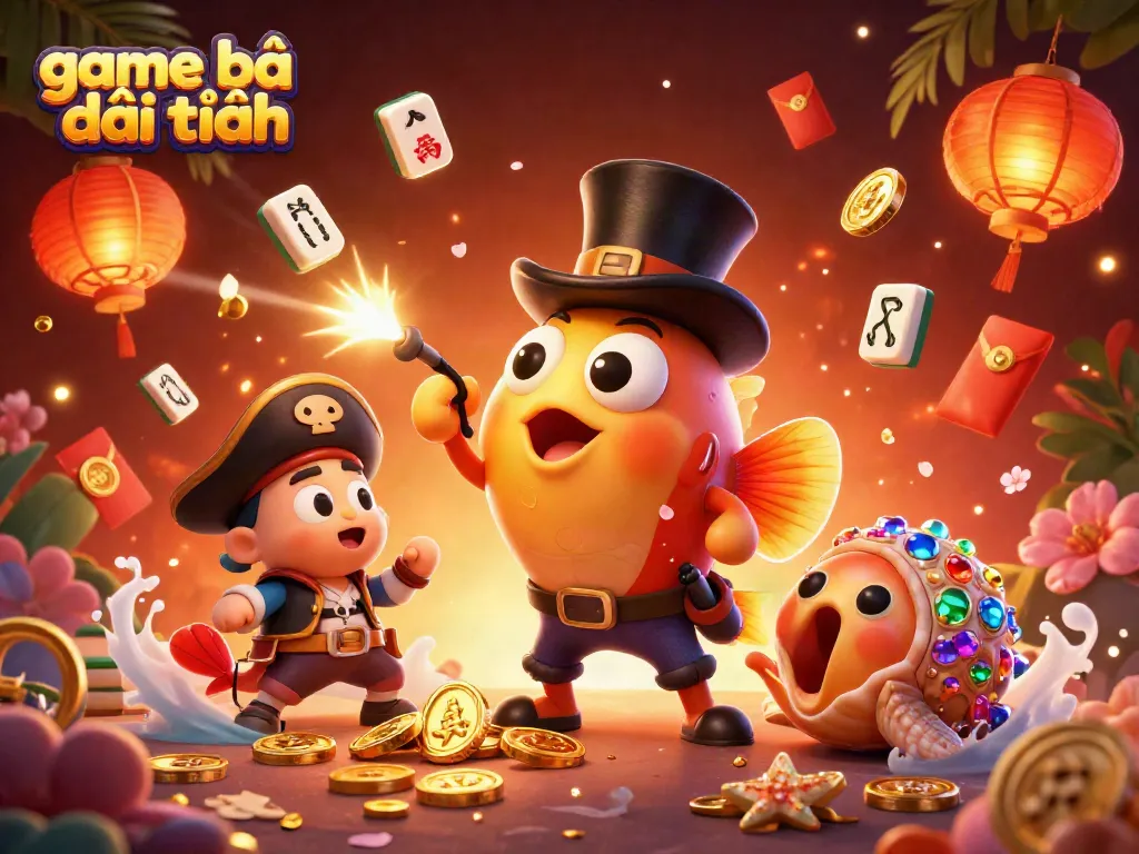 Engage with game bài đổi thưởng showcasing a whimsical scene of an anglerfish and friends attracting gold coins.