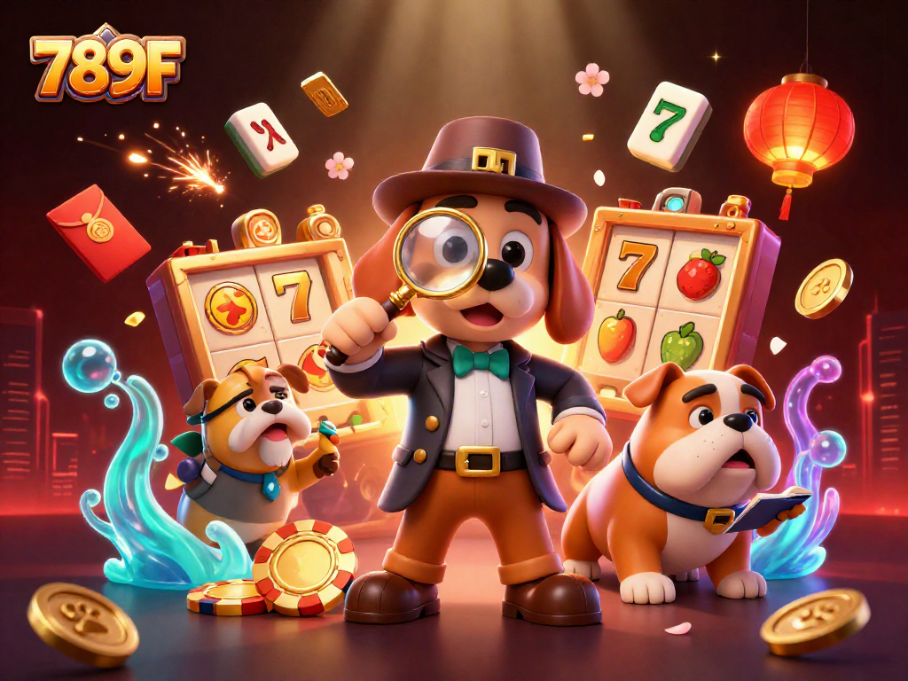 Engage with 789F as the detective discovers jackpot clues in this vibrant casino scene.