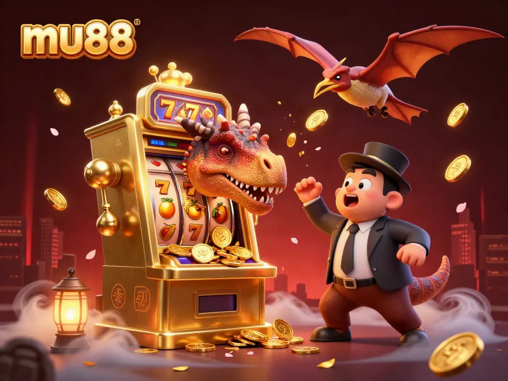 Experience mu88 action with a pachycephalosaurus winning jackpots at a spectacular casino scene.