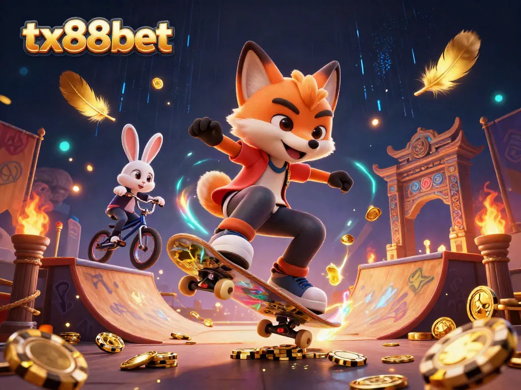 Experience thrilling gameplay at tx88bet with dynamic visuals featuring gambling characters and casino elements.