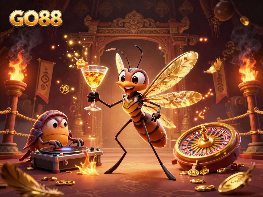 GO88 casino mascot brings vibrant excitement to a thrilling online gaming scene.
