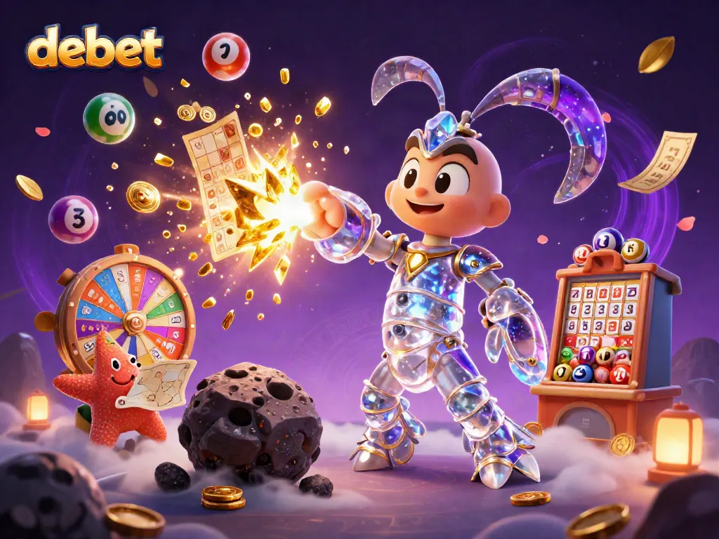 Experience the excitement of debet with animated characters and colorful game elements in an immersive casino scene.