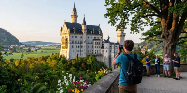 Besucher von Eltz Personal erforscht während der goldenen Stunde das beeindruckende Schloss Eltz in Deutschland.