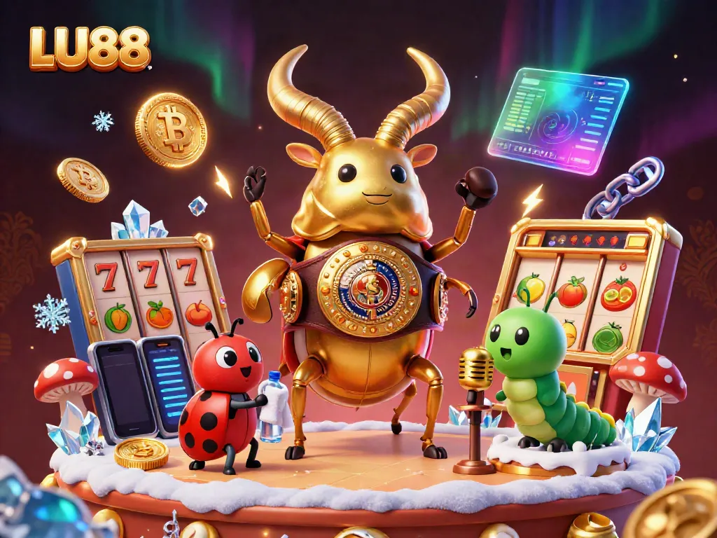 Engage in thrilling gameplay at LU88, featuring a giant beetle champion in a high-stakes casino battle.