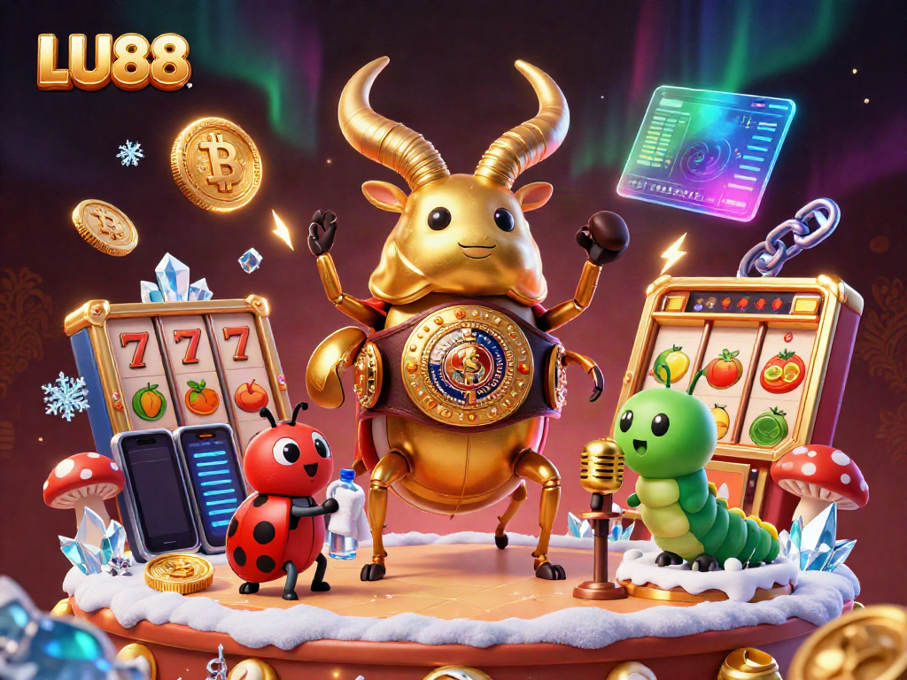 Engage in thrilling gameplay at LU88, featuring a giant beetle champion in a high-stakes casino battle.