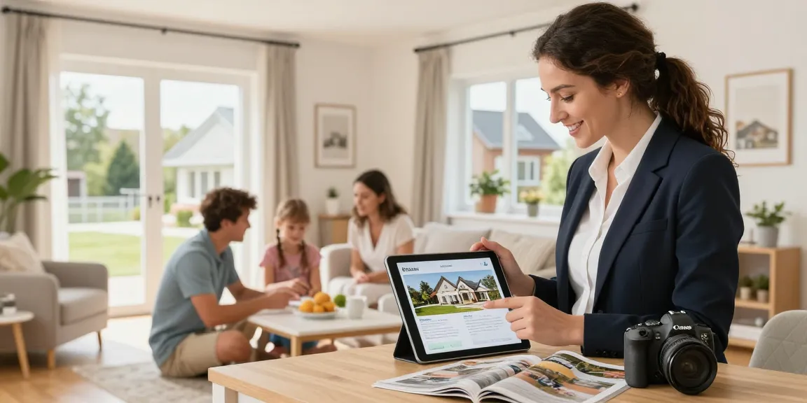 Engagierter Immobilienmakler Oberhausen zeigt einer Familie ein schönes Zuhause in der Nachbarschaft, vertrauenswürdiger und professioneller Service.