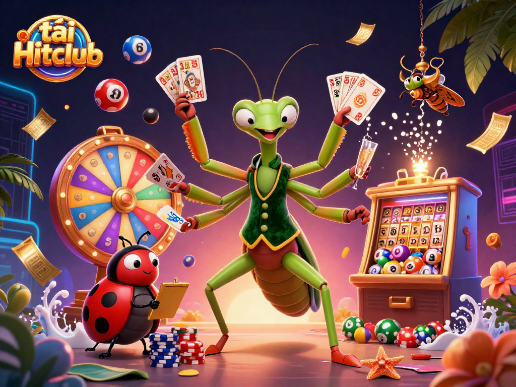 Engage in thrilling gaming moments with tải Hitclub, featuring vibrant elements and colorful characters in action.