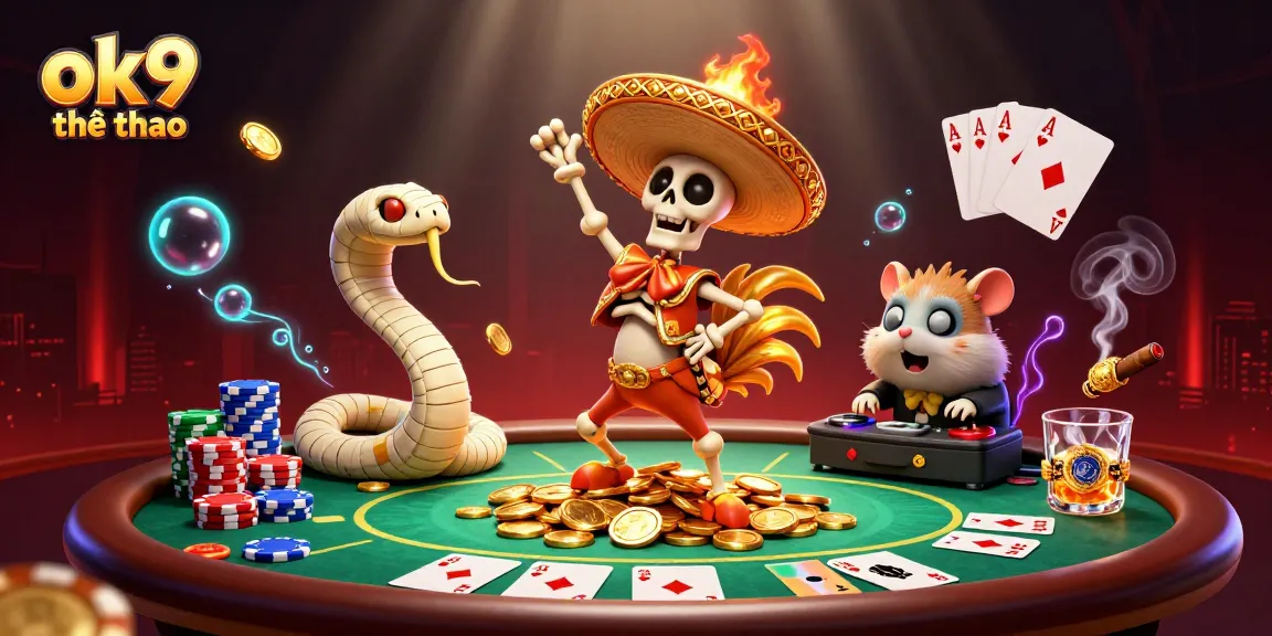 Experience thrilling betting excitement with ok9 thể thao in this vibrant 3D casino illustration.