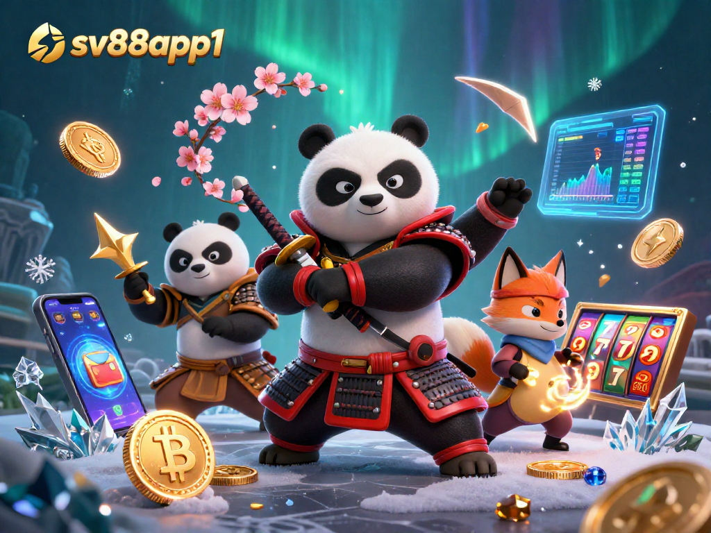 Engage with sv88app1 as samurai panda and ninja fox navigate a vibrant casino realm.
