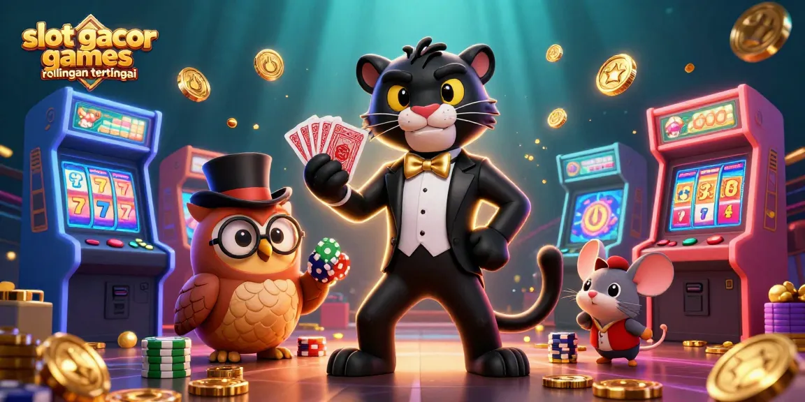 Win big with slot gacor games rollingan tertinggi in this vibrant casino-themed illustration.
