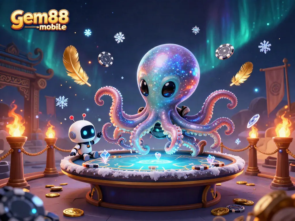 Experience immersive gaming with gem88-mobile's thrilling alien-themed illustration of a unique casino game scene.