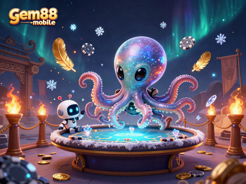 Experience immersive gaming with gem88-mobile's thrilling alien-themed illustration of a unique casino game scene.