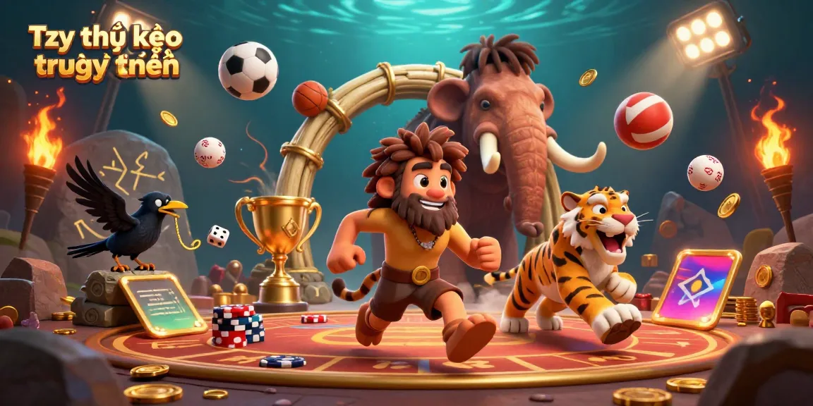 Place bets and analyze Tỷ lệ kèo trực tuyến in a vibrant 3D casino scene.