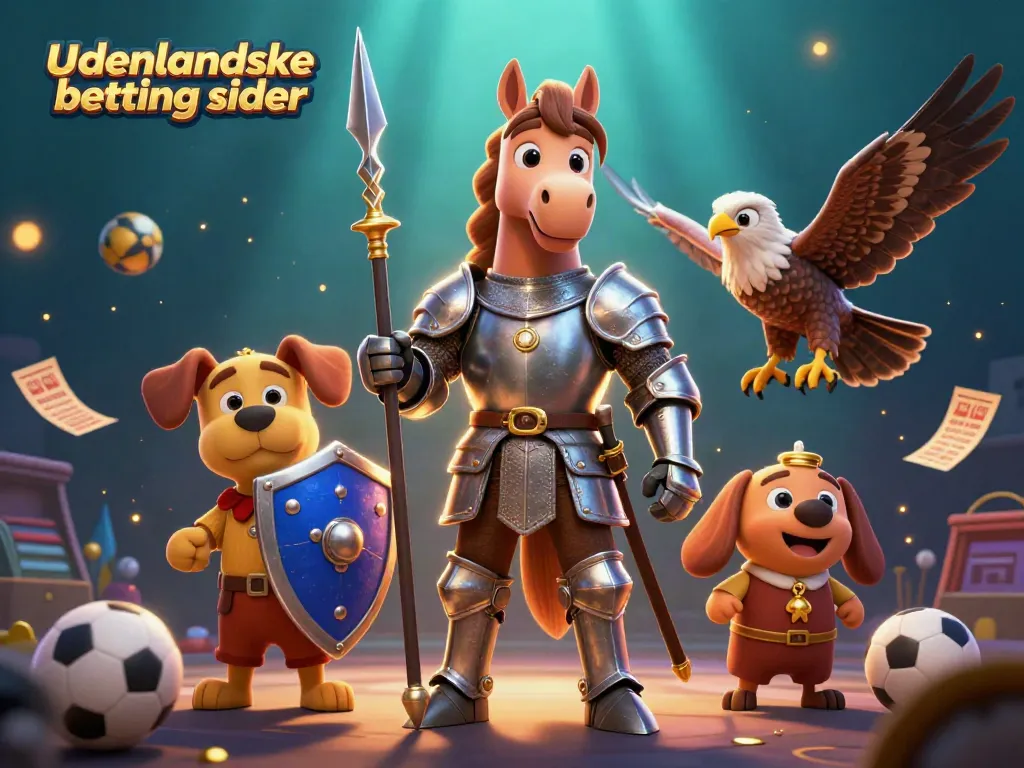 Engage in thrilling bets with udenlandske betting sider in this vivid illustration of sports-themed characters.