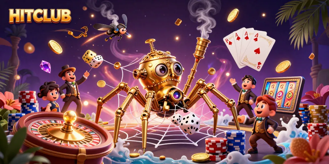 Engage with HITCLUB’s thrilling steampunk casino adventure featuring golden spiders and dice.