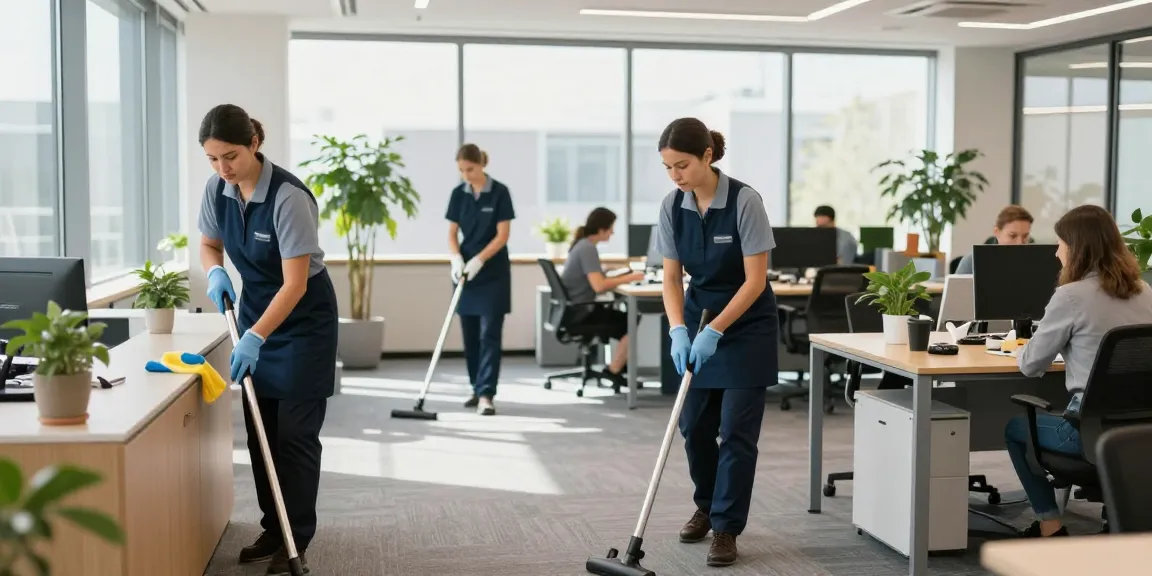 Büroreinigung Göttingen: Professionelles Reinigungsteam bei der Arbeit in einem modernen Büro.