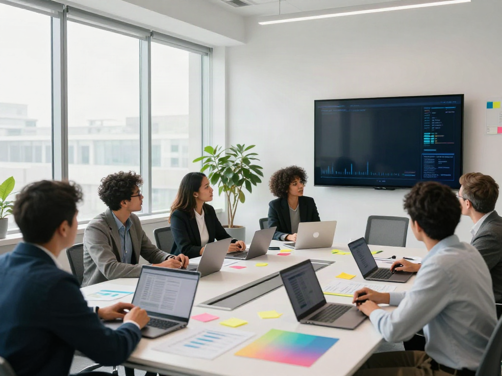 Reunião colaborativa de equipe empresarial no escritório moderno sobre bpinetempresas