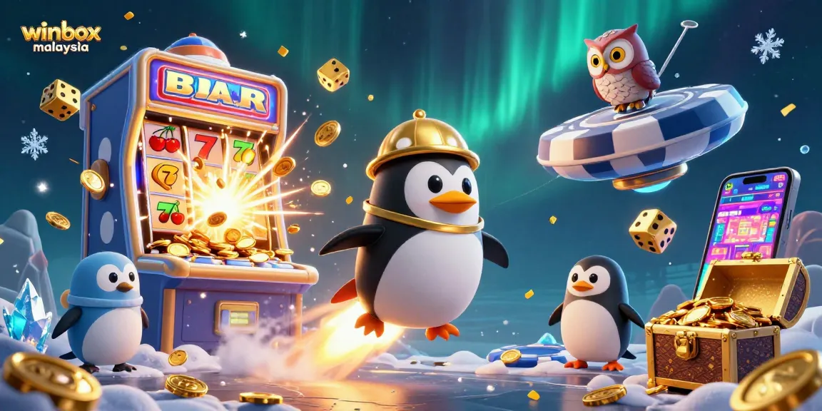 Experience thrilling gaming action at winbox malaysia with a dynamic 3D scene featuring vibrant casino elements and interactive gameplay.